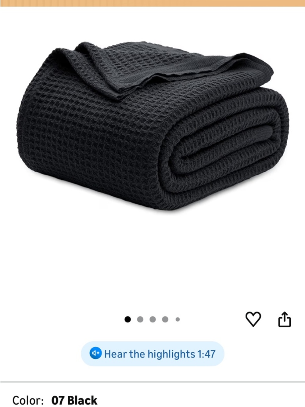 Black Waffle Knit Throw Blanket